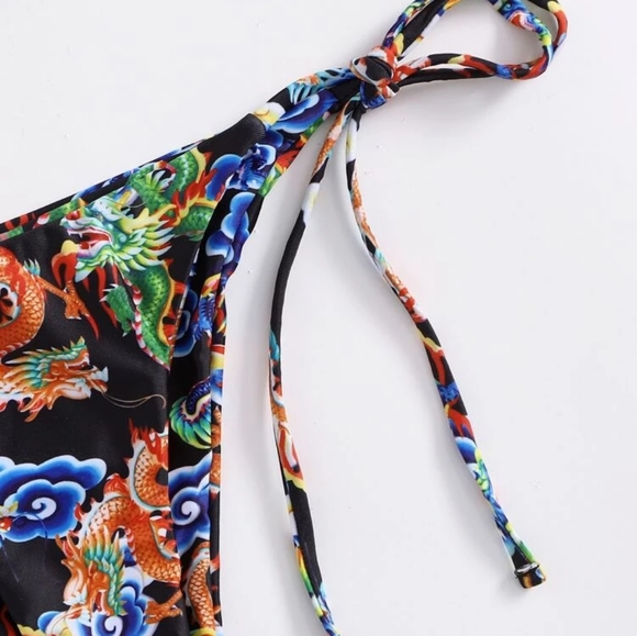 💥⭐Summer Dragon Graphic Push Up Tie Side Cheeky Set Best Look for Summer ⭐💥 - Picture 5 of 8